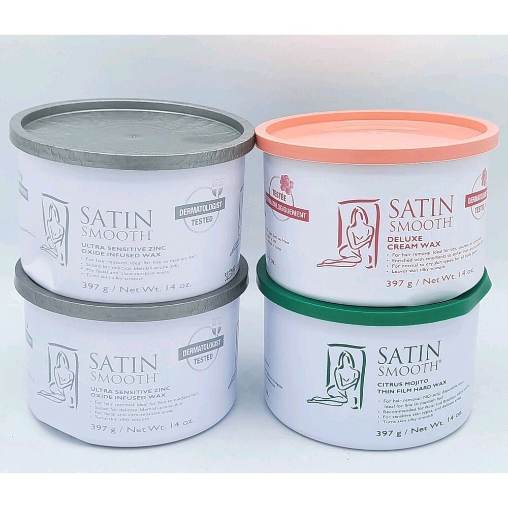 Lot 4 SATIN SMOOTH Hair Removal Wax Ultra Sensitive/ Deluxe Cream/ Citrus Mojito